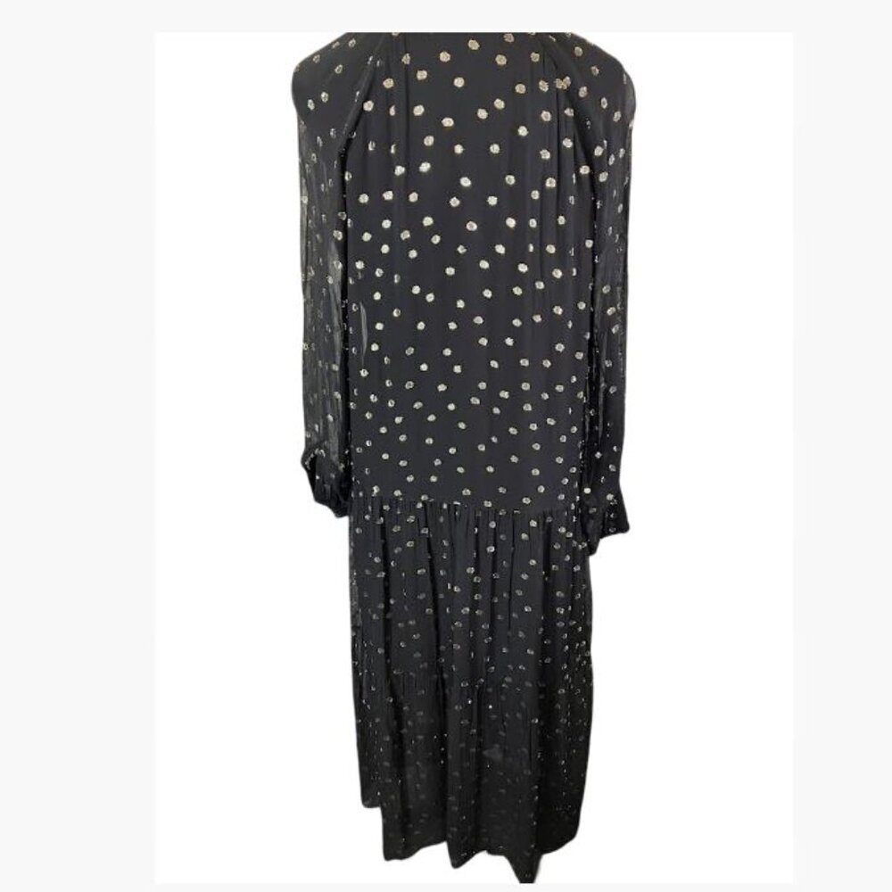 Zara Front-Button Gauze-y Shirtdress with Metallic Accents Size Medium EUC - Picture 6 of 13